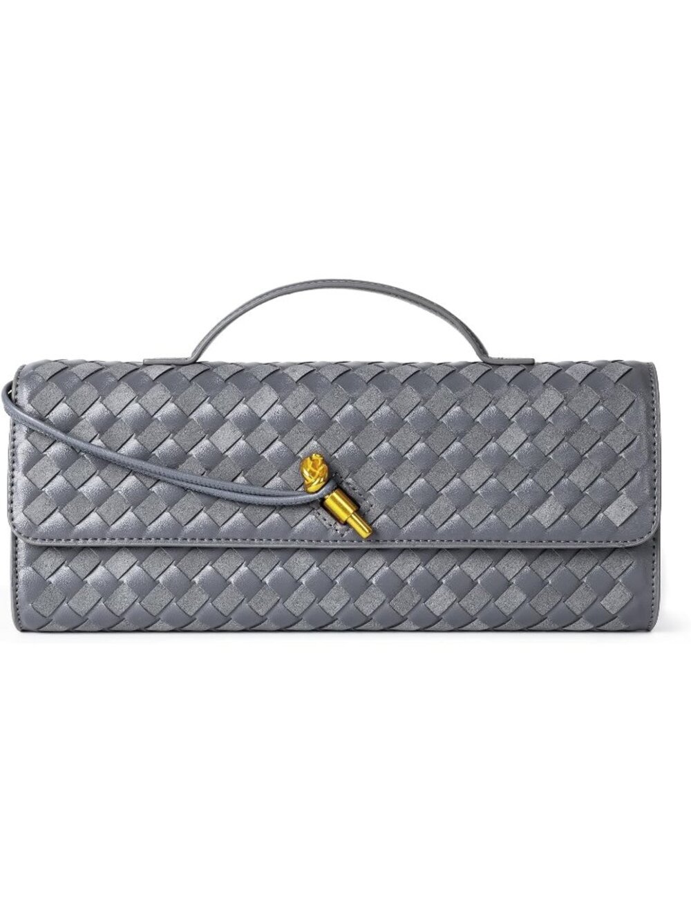 Women's Slate Gray Clutch Woven Leather & Suede Handbags Crossbody Bags